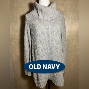 Old Navy Grey Flecked Cable Turtleneck Tunic M